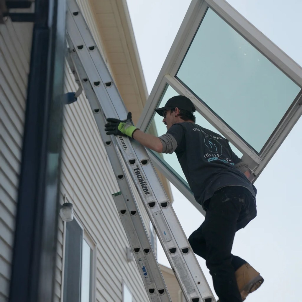 Pre work of Raleigh window company employee doing window installation service